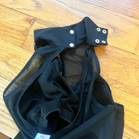 Balera Black Halter Mesh Wide-Leg Dance Jumpsuit Snap Neck Contemporary,Size S - Picture 2 of 8